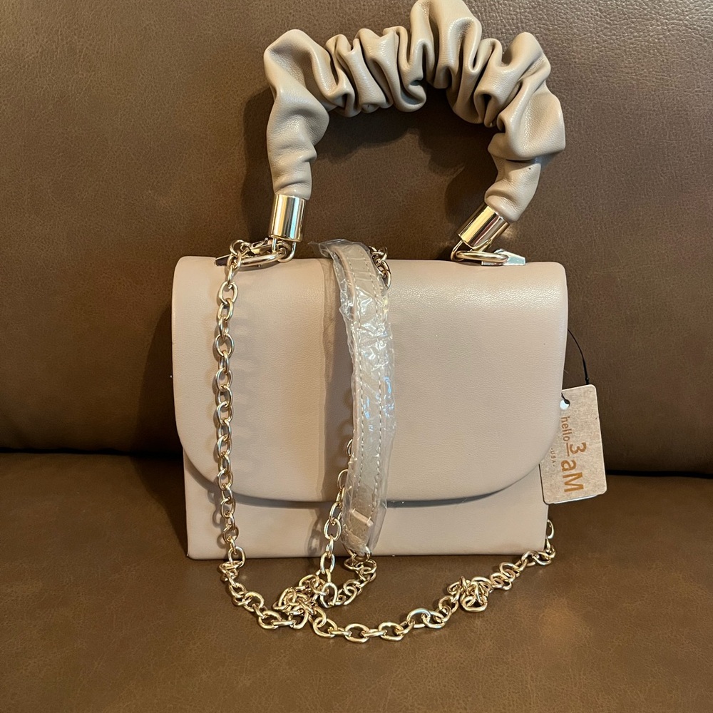 Hello 3am Cream Mini Bag with Chain Handle
